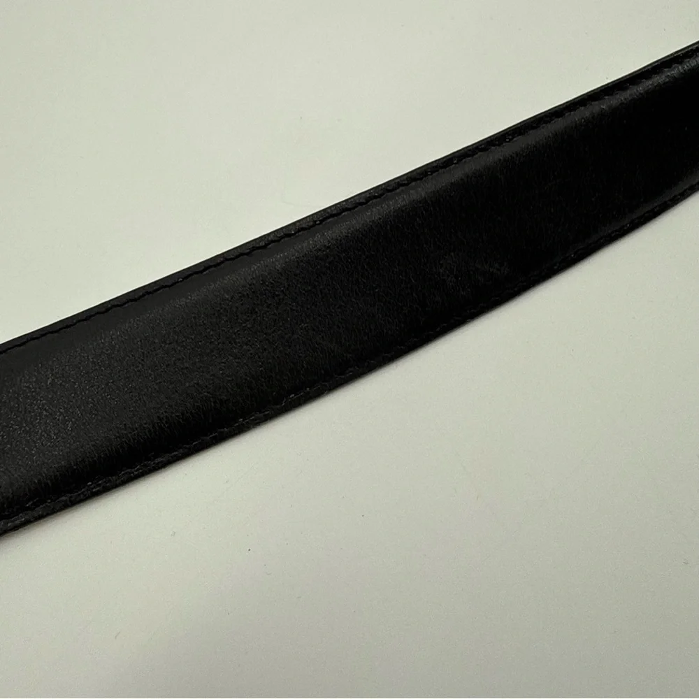 Aniline Kipskin Shoulders Black Leather Belt Mens Classic Size 40